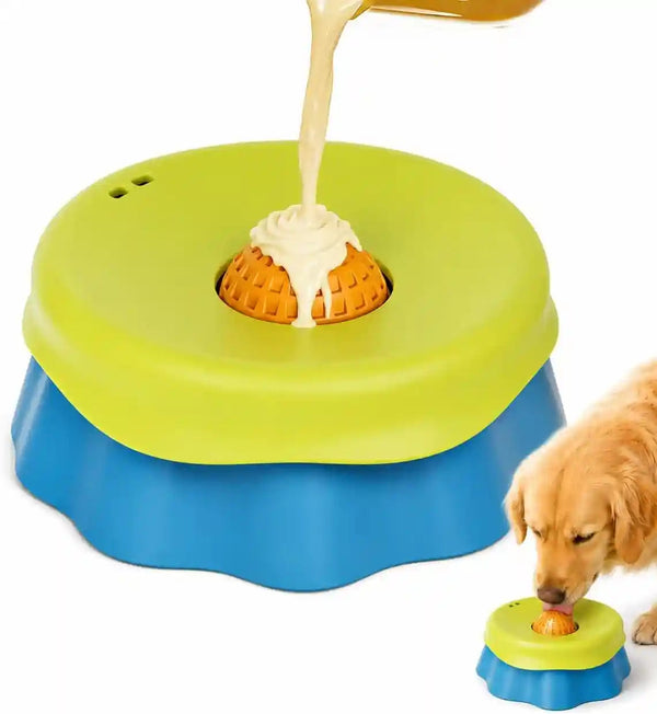 Slow Feeder Dog Bowl with Rolling Ball - 2-In-1 Silicone Dog Lick Bowl for Liquid Treats, Anti-Slip Interactive Licking Toy for Small Medium Large Dogs Cats, Food-Grade Easy Clean (Blue+Yellow)9
