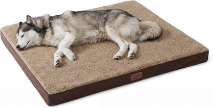 Bedsure Washable Dog Beds Large Sized Dog with Comfy Sherpa, 36X27In Grey | Orthopedic Egg Crate Foam,Comfort Support Flat Rectangle Pet Mat,Non-Slip Bottom,Removable Cover,For Large Breed up to 55 Lbs36