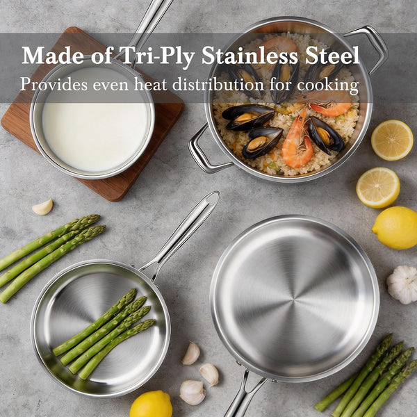Stainless Steel Cookware Set Pots and Pans Set with Steamer Basket | Non Toxic Induction Cookware, Kitchen Cookware Sets PFOA & PTFE Free, Dishwasher and Oven Safe5
