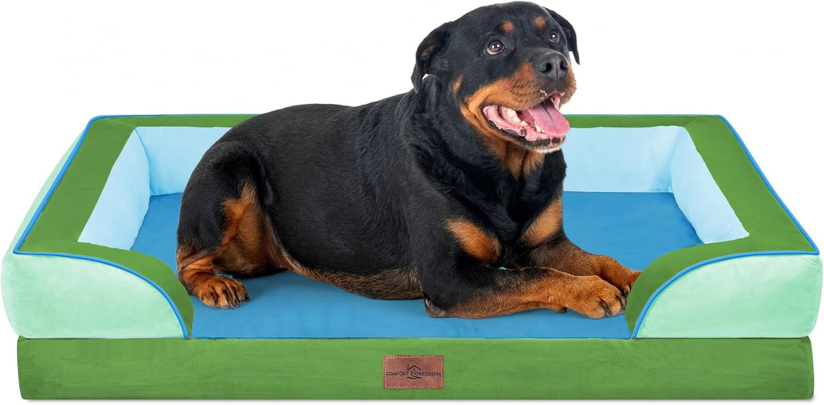 comfort-expression-orthopedic-dog-bed-for-extra-large-dogs-with-bolster-waterproof-dog-couch-bed-with-washable-cover-non-slip-bottom-supportive-egg-crate-foam-xl-pet-bed-42x30-inch