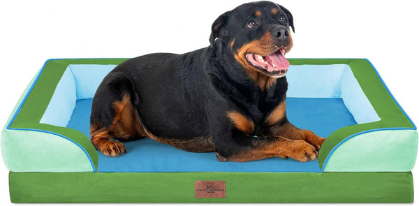 Comfort Expression Orthopedic Dog Bed for Extra Large Dogs with Bolster | Waterproof Dog Couch Bed with Washable Cover & Non-Slip Bottom, Supportive Egg Crate Foam XL Pet Bed, 42X30 Inch154