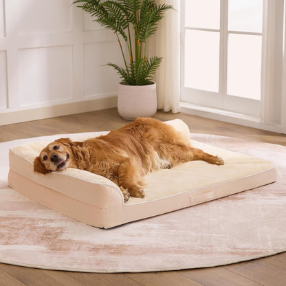 Dog Beds Large Sized Dogs, XL Orthopedic Dog Beds for Large Dogs 42"X30"X7.5", Waterproof Pet Bed with Washable Cover, L-Shaped Pet Couch with Portable Handle, Grey13