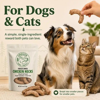 Oregon Trail Treats Freeze-Dried Chicken Necks Dog Treats - Single Ingredient 4 Oz7