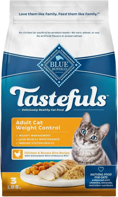 Blue Buffalo Tastefuls Chicken & Brown Rice Recipe Adult Dry Cat Food Weight Control, Real Chicken First, Deliciously Healthy Natural Cat Food, Supports Digestive Care and Coat Health, 15 Lbs.11