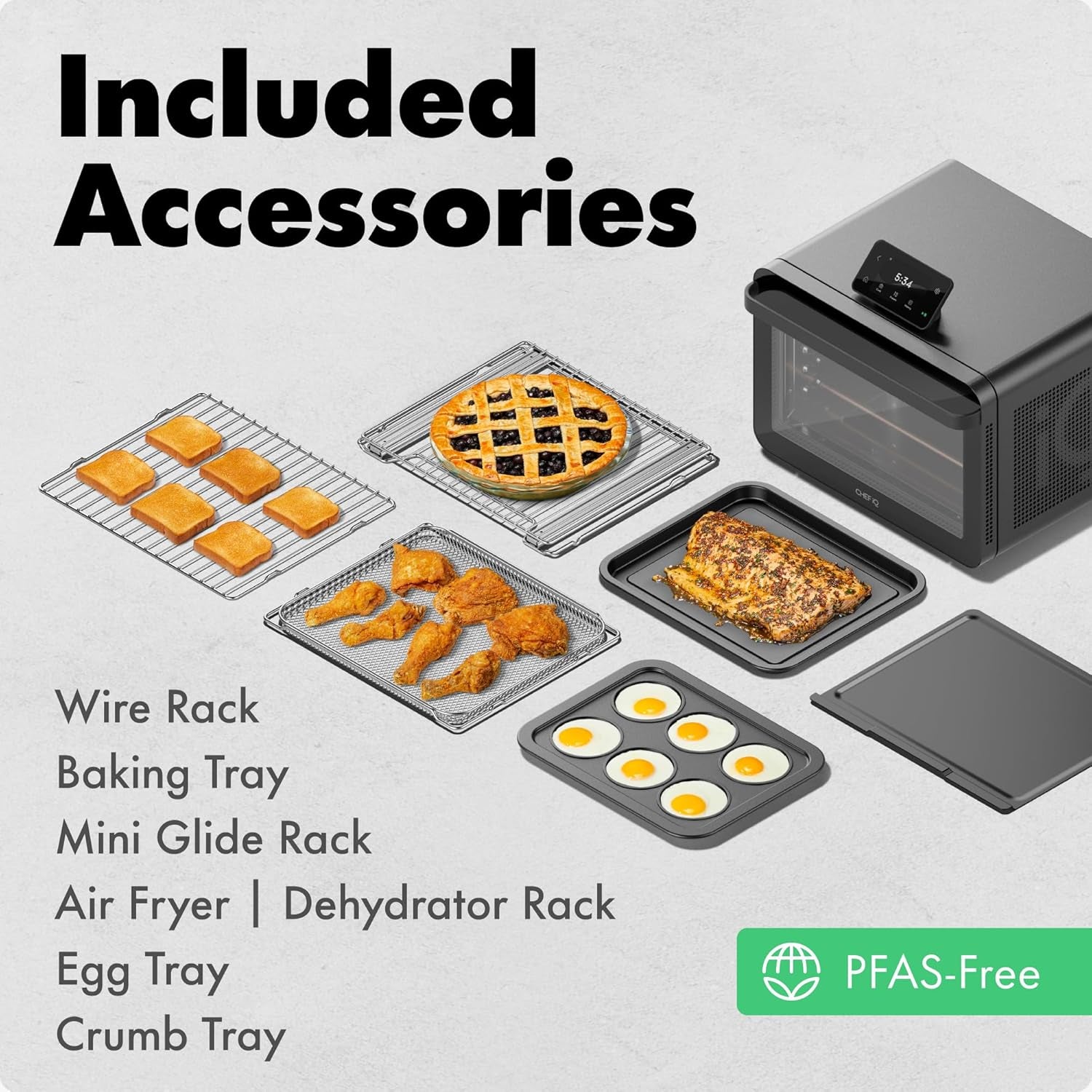 chef-iq-minioven-smart-toaster-oven-air-fryer-combo-11-in-1-countertop-convection-oven-bake-broil-air-fry-broil-dehydrate-1750w-25-qt-capacity-fast-cooking-with-touchscreen-controls-black