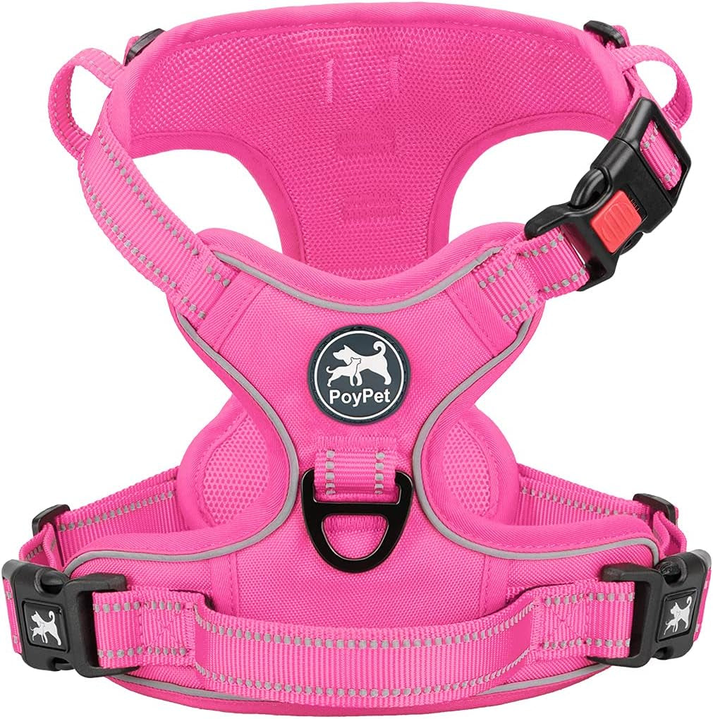 poypet-no-pull-dog-harness-no-choke-front-lead-dog-reflective-harness-adjustable-soft-padded-pet-vest-with-easy-control-handle-for-small-to-large-dogspink-medium