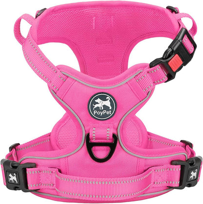 Poypet No Pull Dog Harness, No Choke Front Lead Dog Reflective Harness, Adjustable Soft Padded Pet Vest with Easy Control Handle for Small to Large Dogs(Pink, Medium)28