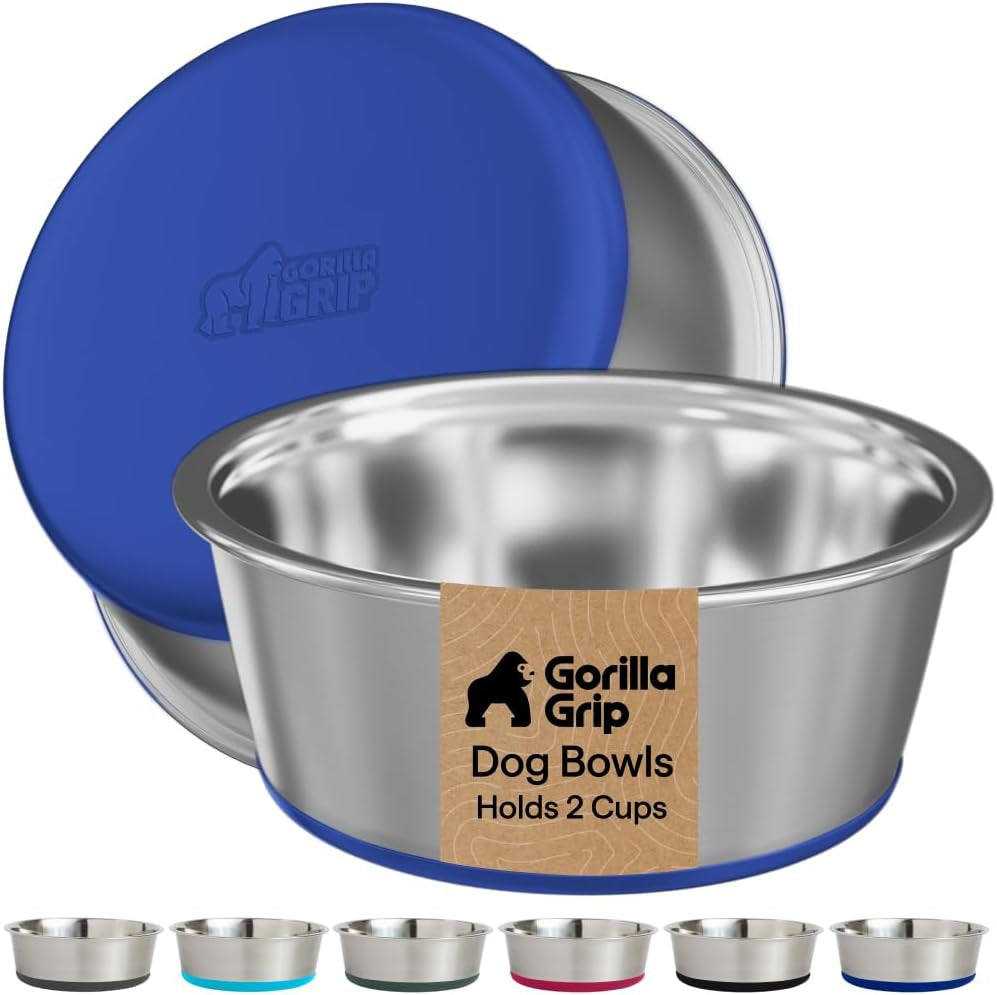 gorilla-grip-dog-bowls-food-grade-304-stainless-steel-holds-2-us-cups-each-16-fl-oz-food-and-water-bowl-for-feeding-dogs-and-cats-dishwasher-safe-rust-resistant-bpa-free-rubber-base-2-set-black