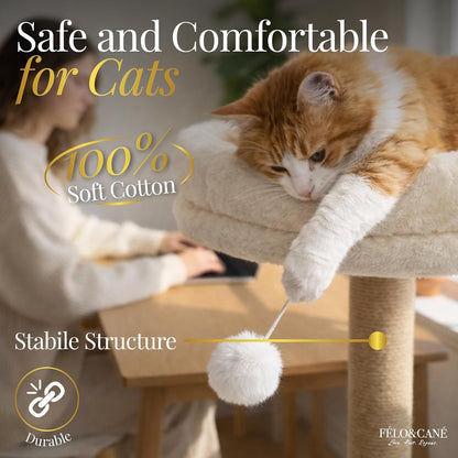 FÉLO&CANÉ Desk Cat Bed with Scratching Post & Toy Ball – Space-Saving Clamp-On Cat Hammock for Desk, Elevated Cat Perch for Work-From-Home, Sturdy Metal Frame, Soft Plush Cushion (Up to 11 Lbs)7