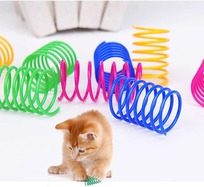 ISMARTEN Cat Spring Toy (60 Pack), Cat Kittens Toys Plastic Coil Spiral Springs for Swatting, Biting, Hunting, and Active Healthy Play (Random Color)5
