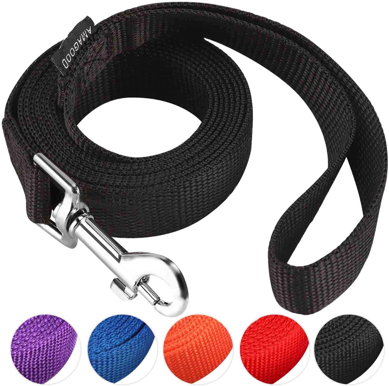 amagood-6-ft-puppy-leash-strong-traditional-style-with-easy-to-use-collar-hook-great-for-small-medium-and-large-dogs-5-8in-x-6-ft-purple