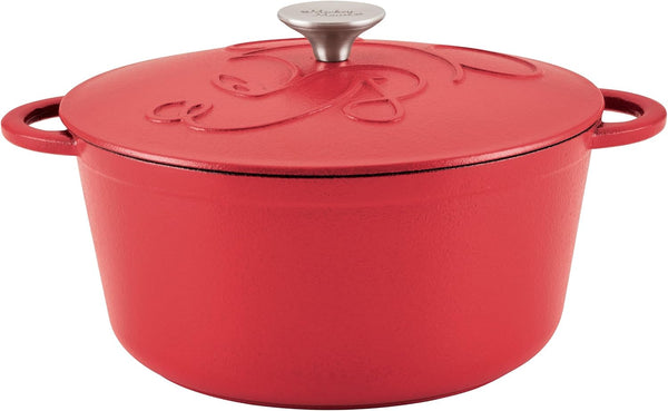 Disney Bon Voyage Pre-Seasoned Cast Iron Dutch Oven/Casserole Pan with Lid, Suitable for All Stovetops, Including Induction, 4.75 Quart - Red10