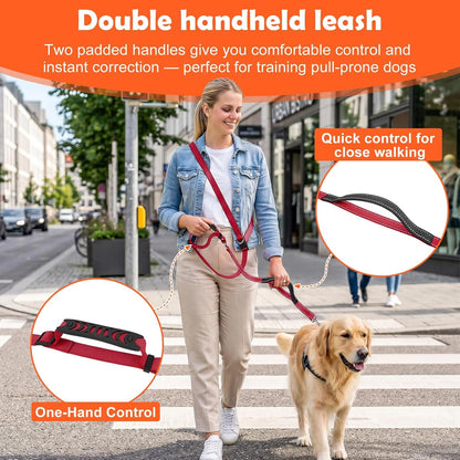 Xiaz Hands Free Dog Leash,Versatile Crossbody Dog Leash,5.9-7.9 FT Waist Belt with Double Handles for Small Medium and Large Dogs Walking, Running and Jogging, Red3