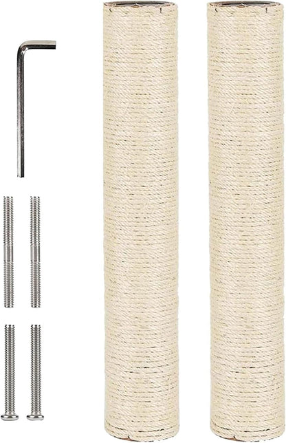 BNOSDM M8 15.75”X3.15” Replacement Scratching Post for Cat Tree Tower Rope Scratch Poles Refill 2 Pcs Natural Sisal Pole Part for Refurbishment Hemp White1