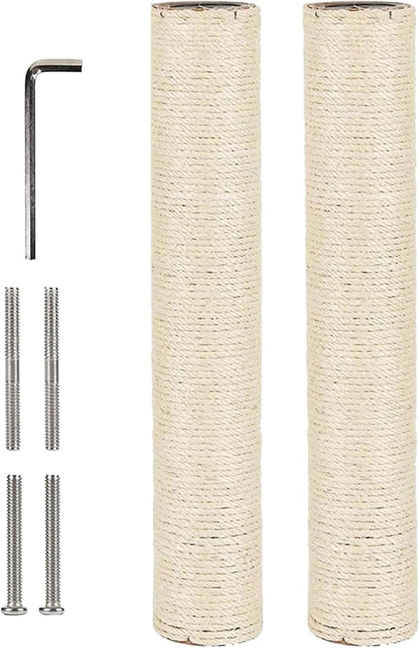 BNOSDM M8 15.75”X3.15” Replacement Scratching Post for Cat Tree Tower Rope Scratch Poles Refill 2 Pcs Natural Sisal Pole Part for Refurbishment Hemp White1
