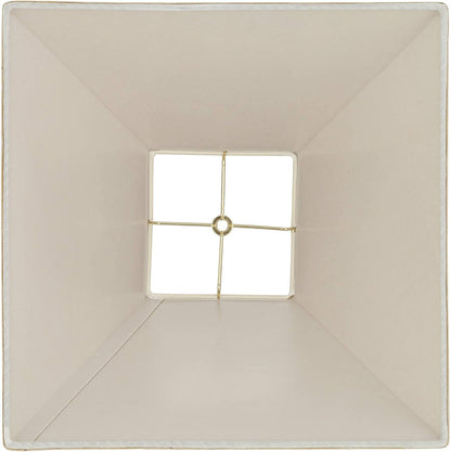 Reva Large Beige Linen Tapered Square Lamp Shade 6X16X10 (Spider) | 6" Top X 16" Bottom X 10" High X 12" Slant Replacement for Table Lamps Pre-Assembled Harp + Finial6