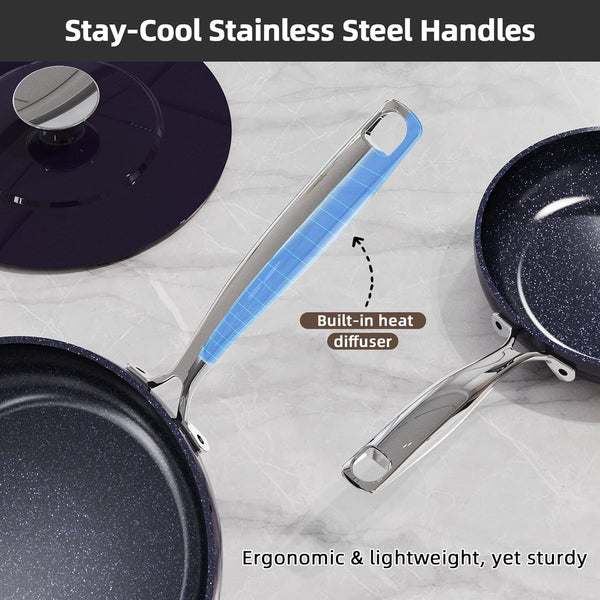 Lux 13Pc Forged Lightweight Nonstick Ceramic Cookware Set, Pfas-Free | Healthy G10 Duralon Ceramic Coating, Pots & Pans Set, Stay-Cool Handles, Metal Lids, All Cooktops & Induction Ready, Eggplant6