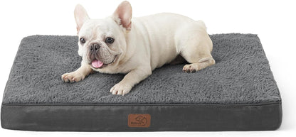 Bedsure Washable Dog Beds Large Sized Dog with Comfy Sherpa, 36X27In Grey | Orthopedic Egg Crate Foam,Comfort Support Flat Rectangle Pet Mat,Non-Slip Bottom,Removable Cover,For Large Breed up to 55 Lbs34