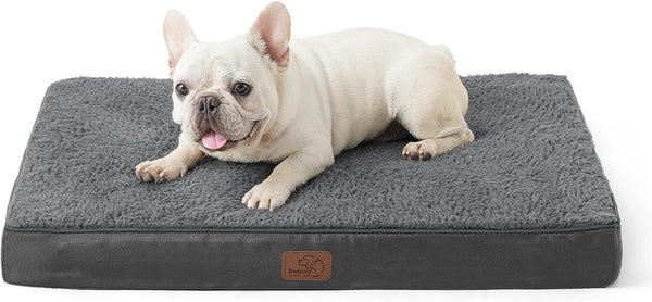 Bedsure Washable Dog Beds Large Sized Dog with Comfy Sherpa, 36X27In Grey | Orthopedic Egg Crate Foam,Comfort Support Flat Rectangle Pet Mat,Non-Slip Bottom,Removable Cover,For Large Breed up to 55 Lbs34