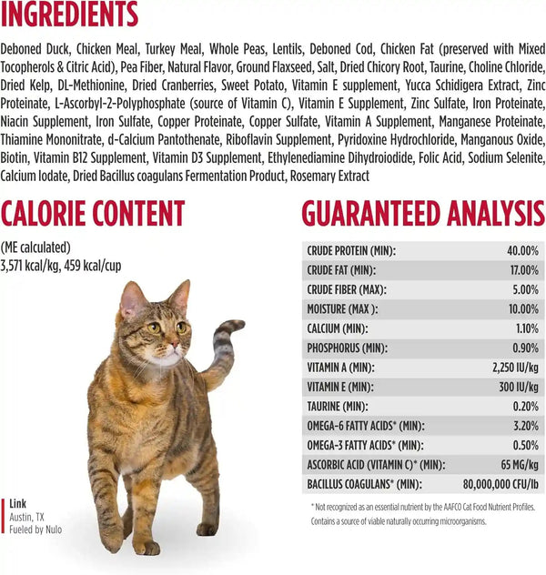 Nulo Freestyle Dry Cat Food Indoor - Duck & Cod, High Protein Grain-Free Dry Cat Food, Natural Kibble with Probiotics and Omegas Fatty Acids, 4Lb Bag8