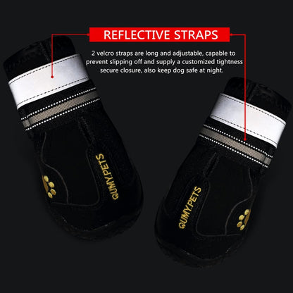 QUMY Dog Shoes for Hot Pavement, Dog Snow Boots & Paw Protectors for Winter | Dog Booties Medium Large Size Dogs, Water-Resistant in the Rain, Outdoor Walking, Indoor Hardfloors Skid-Resistant Sole Black5