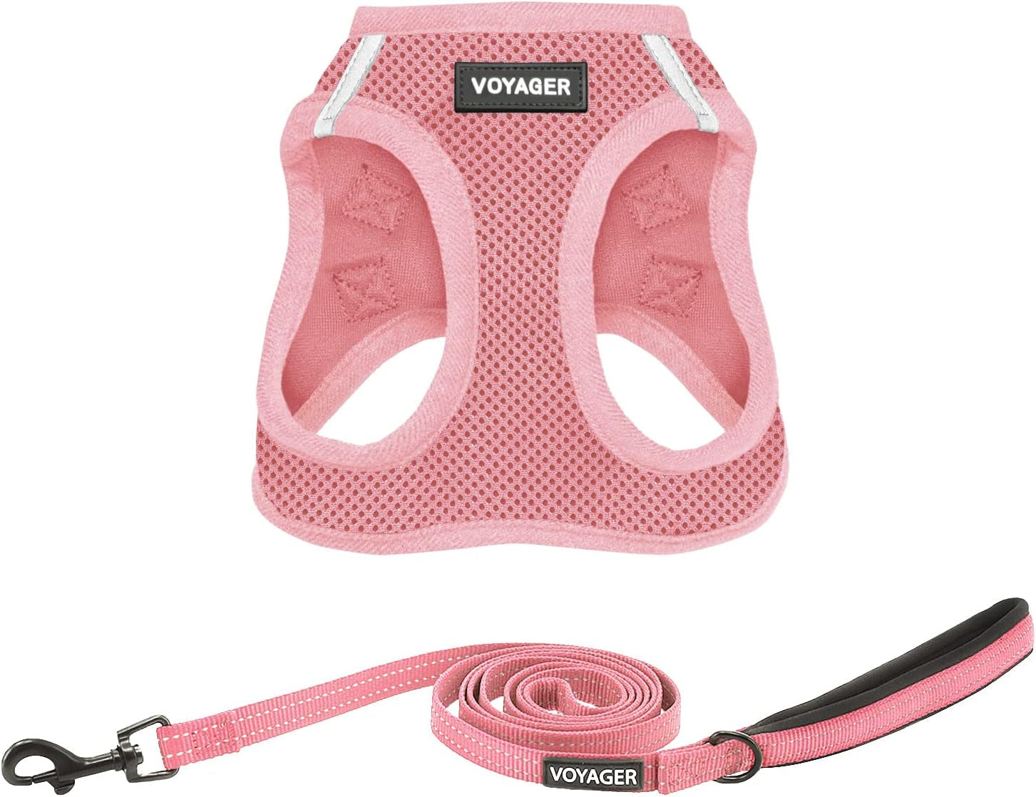best-pet-supplies-voyager-step-in-air-all-weather-mesh-harness-and-reflective-dog-5ft-leash-combo-with-neoprene-handle-for-small-medium-and-large-breed-puppies-baby-blue-small
