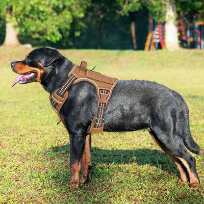 Beebiepet Heavy Duty Tactical Dog Harness for Small Dogs, No Pull Adjustable Pet Harness Reflective Service Training Easy Control Pet Vest Military K9 Working Dog Harnesses- Large, Brown2