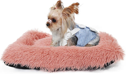 Nononfish Dog Crate Bed for Small Dogs Washable Orthopedic Flat for inside Crate Cages Kennel House Sofa Plush Comfy Sleeping Beige,24 In10