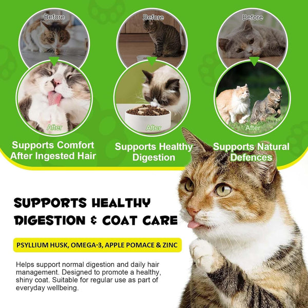 Cat Hairball Support Crunchy & Creamy Chews,Omega 3 & Zinc for Healthy Skin & Coat, Tasty Chicken Flavor,Supports Skin & Coat, Digestion,30-Day Supply4