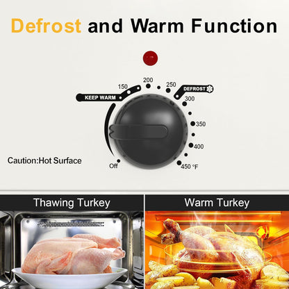 26QT Electric Roaster Oven, Electric Turkey Roaster with Viewing & Self-Basting Lid, Stainless Steel Turkey Roaster Oven, White6