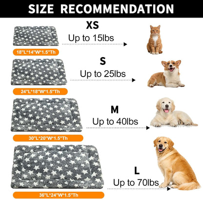 Washable Dog Bed Mat with Anti-Slip Bottom, Deluxe Plush Memory Foam Crate Pad & Waterproof Outdoor Kennel Mat for Dogs & Cats-Durable Crates Beds, Large Medium Small Puppy Size 36" X 24",Blue5