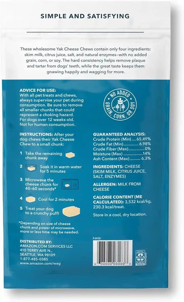 Amazon Brand - Wag Yak Cheese Himalayan Dog Chews, Dog Treats for Medium Size Dogs, All Natural, High Protein for Aggressive Chewers, 15-35 Lbs, 3 Count, 6.9 Oz4