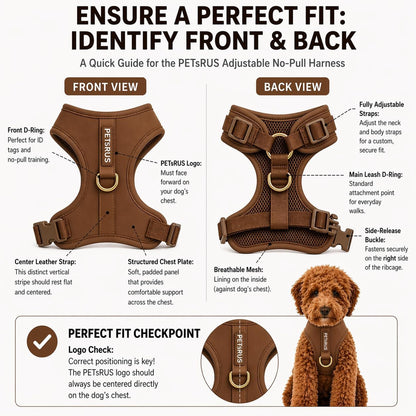 Premium No-Pull Dog Harness Soft Neoprene & Breathable Mesh Vest with Front & Back Clip D-Rings Adjustable Lightweight Walking Harness for Puppies, Small & Medium Dogs (Bronze Brown Gold, M)5