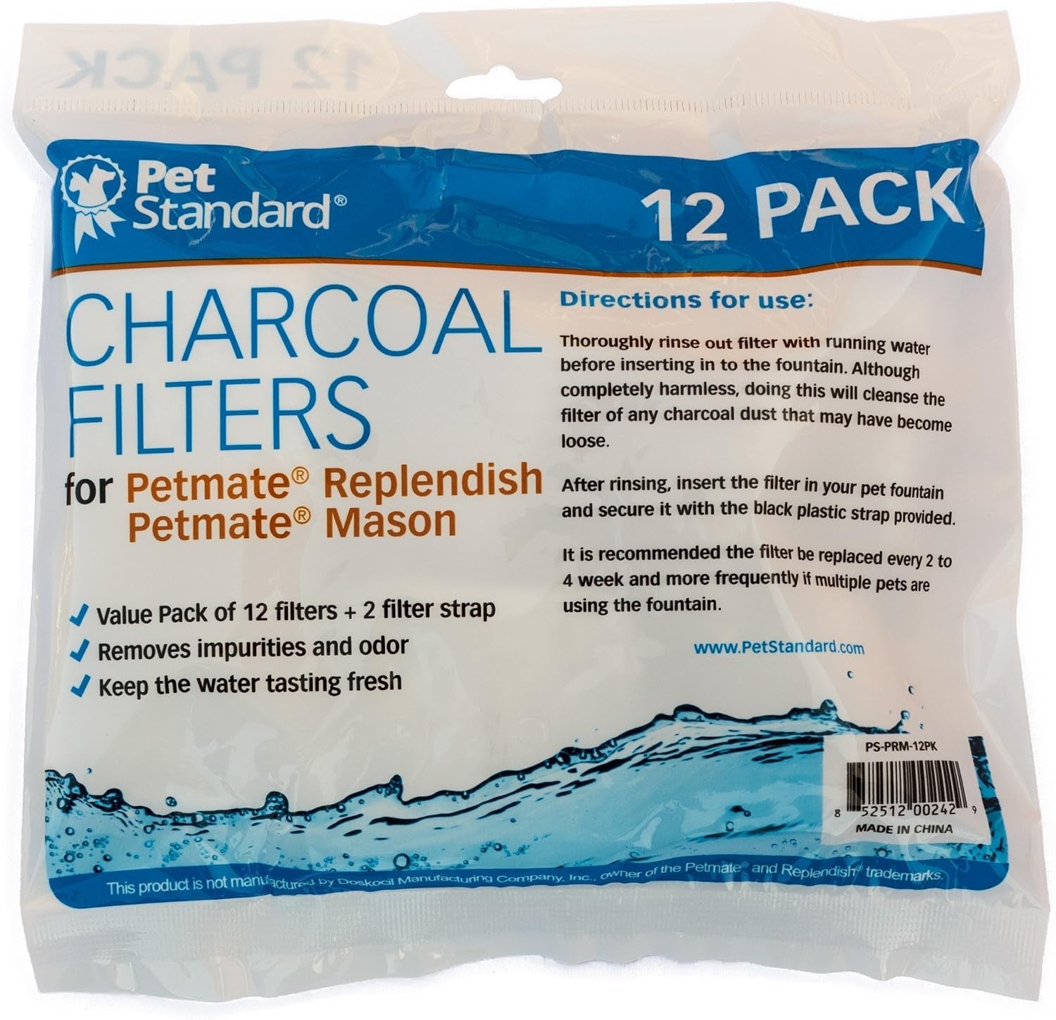 pet-standard-charcoal-filters-for-petmate-replendish-mason-12-pack-compatible-with-petmate-replendish-and-mason-gravity-waterers-includes-12-charcoal-filters-and-2-filter-straps