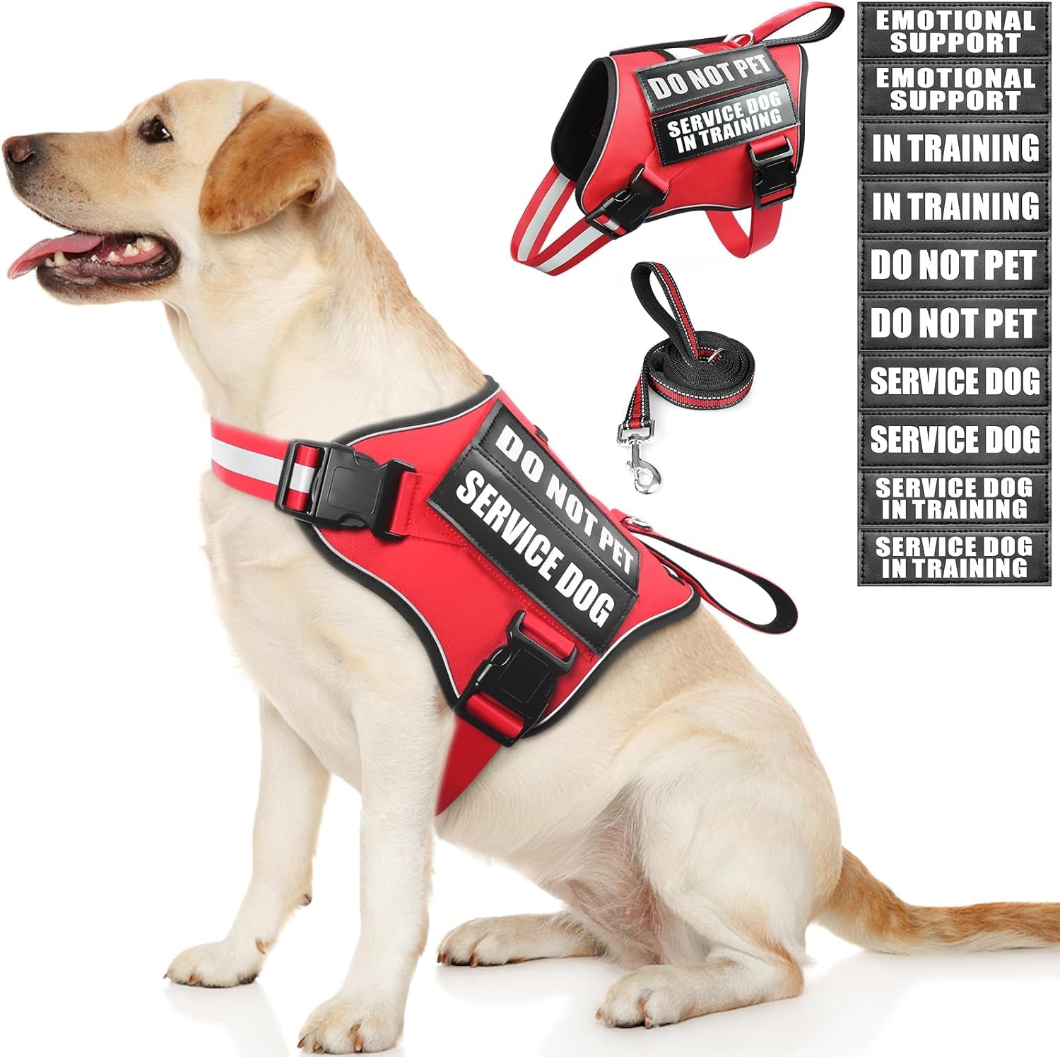 service-dog-vest-harness-and-leash-set-10-patches-no-pull-adjustable-reflective-dog-harness-with-soft-padded-handle-for-training-everyday-fit-small-medium-large-extra-large-dogsred-xl-no-pull-adjustable-reflective-service-dog-harness-large-sized-dog-leash-with-2-soft-padded-handles-for-training-working