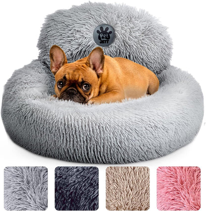 Petjett Calming Dog Bed Medium Size Dog - 30'' Donut Bed, Washable Dog Bed, Anti-Slip & Super Soft Fluffy Plush round Dog Bed, Anti-Anxiety Premium Comfort Pet Bed, Fits Dogs Upto 45 Lbs - Dark Grey18