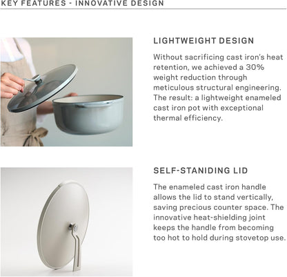 Oven Pot 2.0 | 26Cm (5.9Qt) - Oyster Gray | Lightweight Enameled Cast Iron Dutch Oven, Non-Toxic, Oven-Safe, Induction-Compatible, 10.2”, Serves 4–6, Made in Japan3