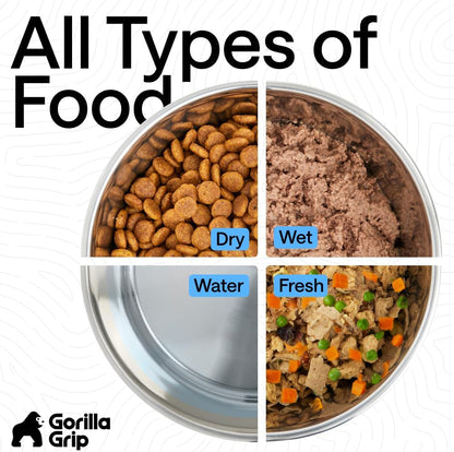 GORILLA GRIP Dog Bowls, Food Grade 304 Stainless Steel, Holds 2 US Cups Each (16 Fl Oz) Food and Water Bowl for Feeding Dogs and Cats, Dishwasher Safe, Rust Resistant BPA Free Rubber Base, 2 Set Black7