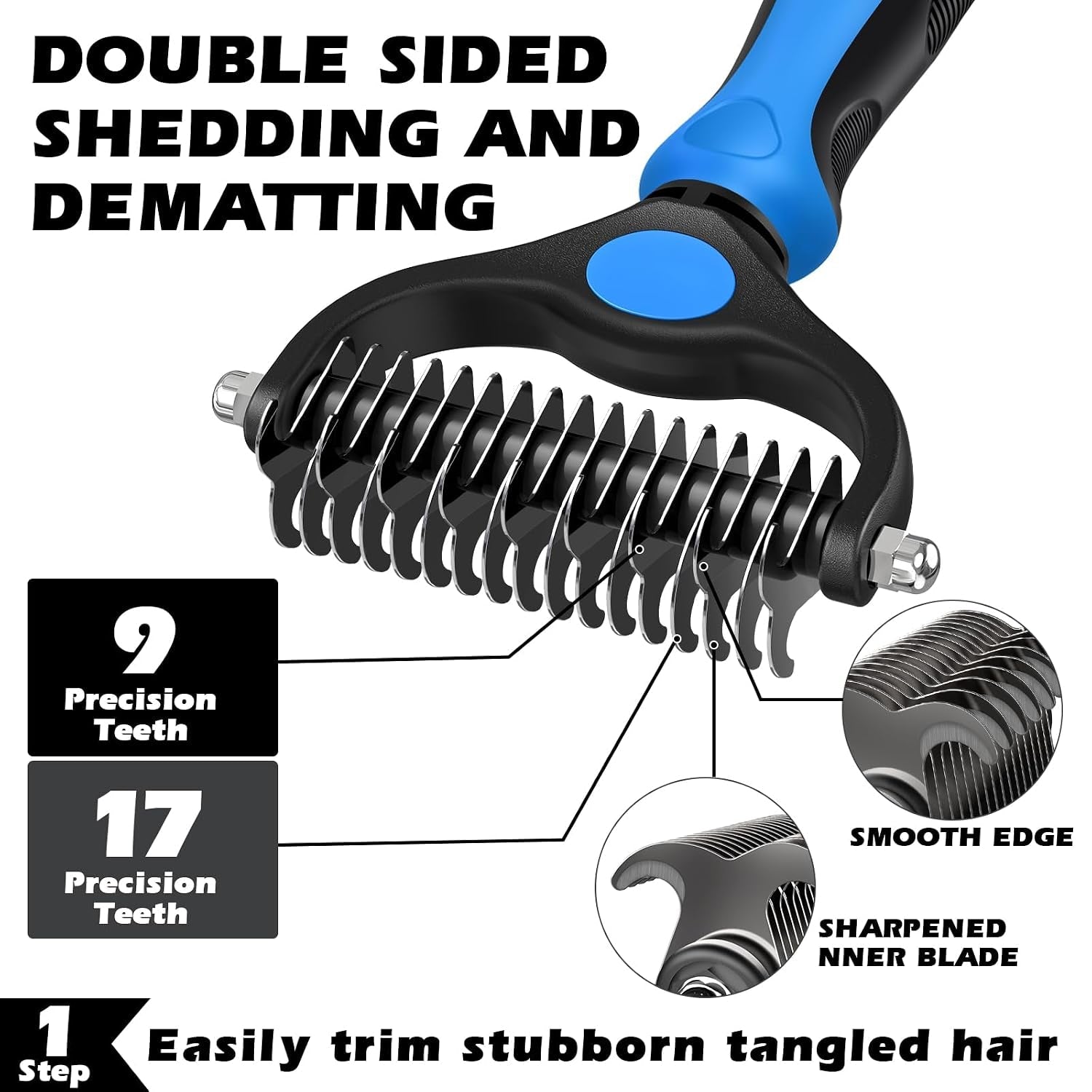 professional-3pcs-self-cleaning-slicker-brush-pet-grooming-rake-flea-comb-for-dogs-cats-and-horses-double-sided-dematting-comb-skin-friendly-deshedding-grooming-tool-pet-supplies-blue