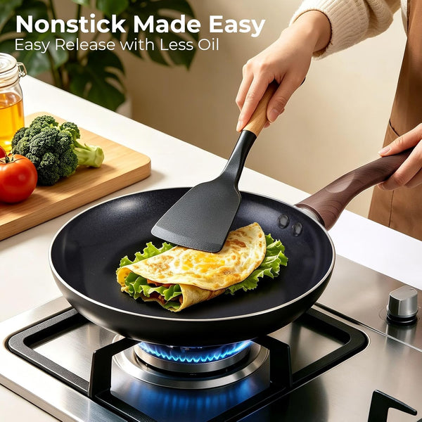 Pots and Pans Set Non Stick, 11Pcs Black Ceramic Cookware Set | Compact Nonstick Cooking Set, Starter Pots and Pans, Induction Cookware, Easy to Clean, Non-Toxic, PFOA & PFAS Free7