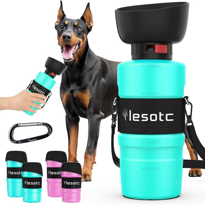 Lesotc Dog Water Bottle, Portable Water Dispenser with Travel Water Bowl, Leak Proof Pet Travel Squeeze Bottle, Puppy Essentials Dog Stuff Accessories for Outdoor Walking, Hiking, Camping1