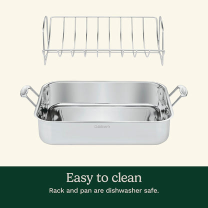 16-Inch Roasting Pan, Induction Compatible Premium Rectangular Roaster Pan with Rack, Stainless Steel Roasting Pan with Rack, Large Capacity, Dishwasher Safe3