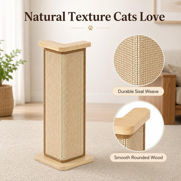 Couch Corner Cat Scratcher, 25.6'' Corner Cat Scratching Post for Sofa, Replaceable Sisal Scratching Pad for Wall Furniture Protector4