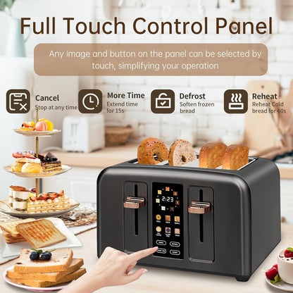 Touchscreen Toaster 4 Slice, 7 Shade, Stainless, 1800W Dark Metallic5