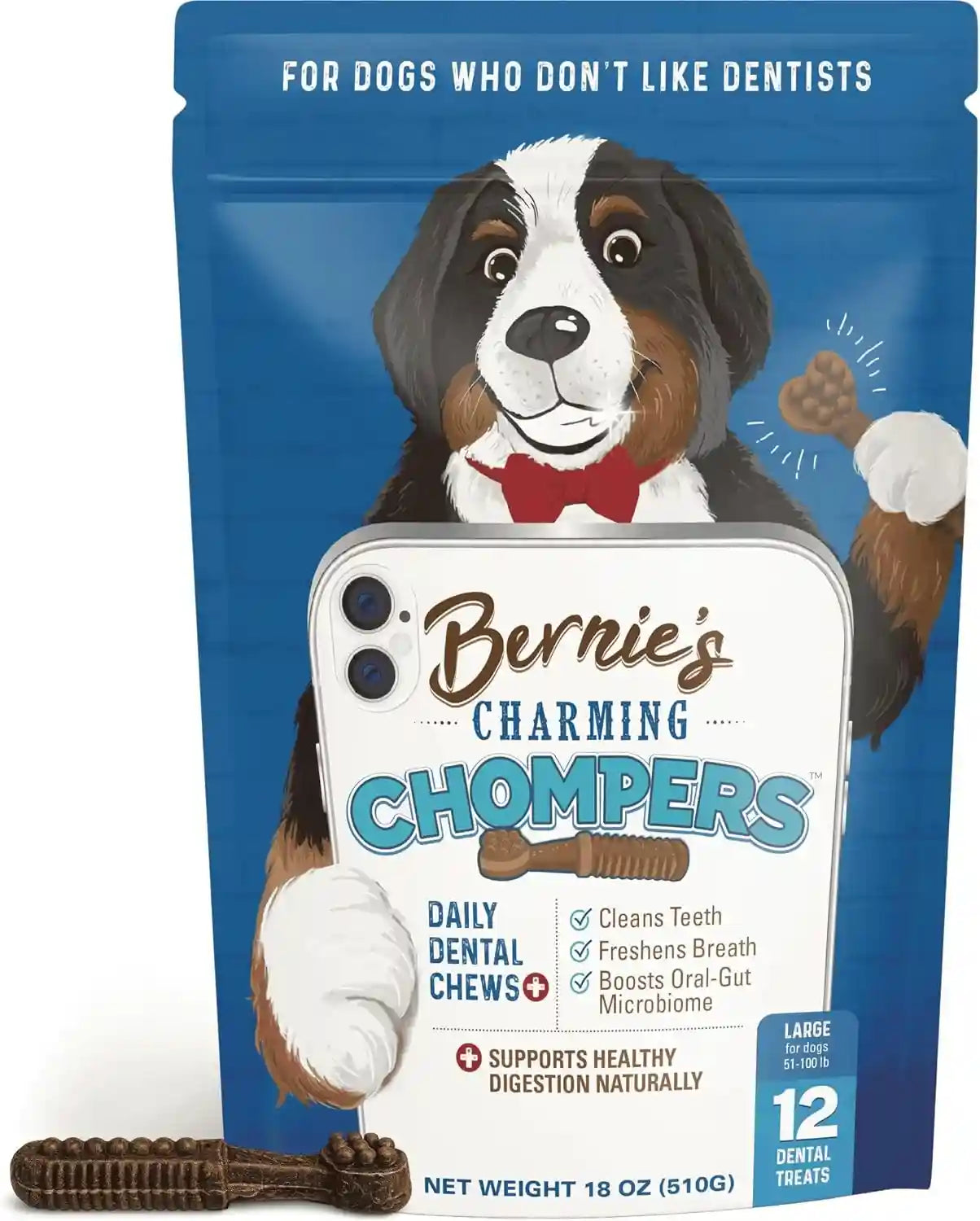 bernies-charming-chompers-dog-dental-chews-gut-support-51-100-lb-24-ct