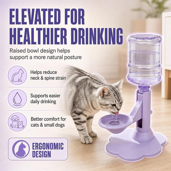 Gravity Cat Water Dispenser Stand - Spill-Proof, Gravity Self Refilling Cat & Dog Water Bowl, Anti-Tip Cat Water Bowl with Suction Base Keeps Water Clean and Fresh for Messy Pets，Blue2