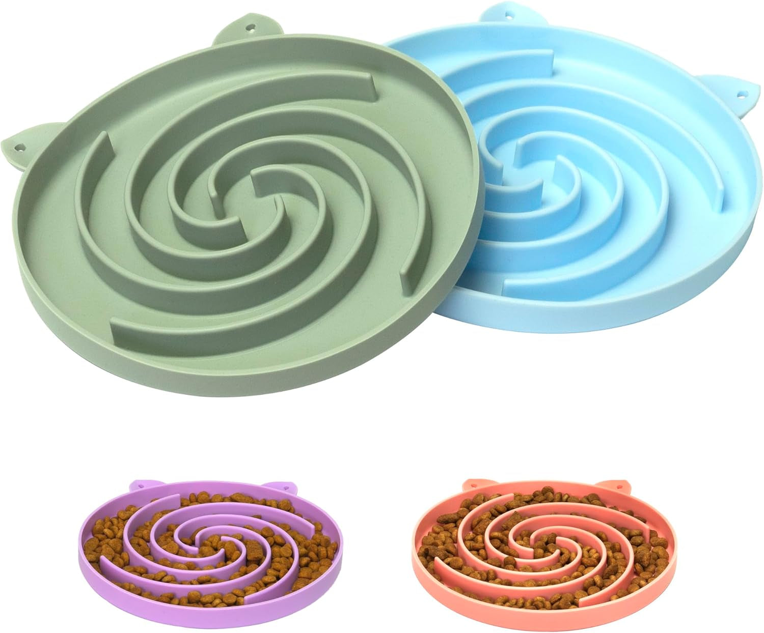 bifeaw-slow-feeder-cat-bowl-easy-to-clean-silicone-bowl-ideal-for-dry-and-wet-food-green-and-blue