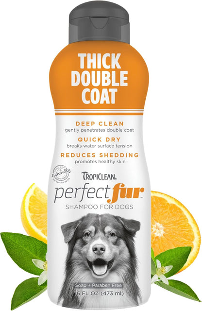 Tropiclean Perfect Fur Deshedding Dog Shampoo for Thick Double Coats, 16Oz | for Breeds with Thick Double Coats | Natural Moisturizing Formula | Puppy Safe1