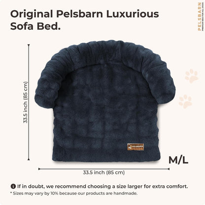 Pelsbarn Dog Bed for Couch, Luxurious Sofa Bed for Dogs with Non-Slip Oxford Bottom - Faux Rabbit Fur with Removable Cover, Large, Gray - 33X33 In4