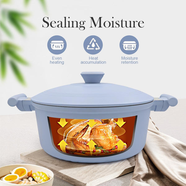 5 Quart Lightweight Dutch Oven Pot with Lid, Ceramic Cooking Pot Nonstick, Aluminum Cookware for Stews Braising and Frying, Induction Pot for All Stoves, Stay-Cool Handle, PFOA Free, Blue2